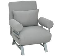 HOMCOM Single Sofa Bed, 3-in-1 Convertible Folding Chair Bed with Adjustable Backrest, Removable Armrests, Light Grey