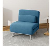 HOMCOM Single Sofa Bed, 1 Person Sleeper Foldable Lounge with Pillow, Blue, Blue