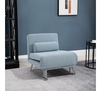 HOMCOM Single Sofa Bed Folding Chair Bed w/ Metal Frame Padding Pillow in Blue HOMCOM Blue
