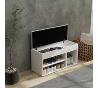 HOMCOM Sit-On Shoe Storage Unit w/ Hidden Compartment Handles Grey, Oak