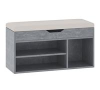 HOMCOM Sit-On Shoe Storage Unit W/ Hidden Compartment Handles - Grey | TJ Hughes