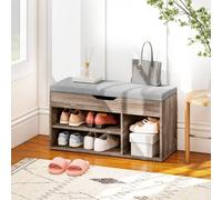 HOMCOM Sit-On Shoe Storage Unit w/ Hidden Compartment Handles in Grey HOMCOM Grey
