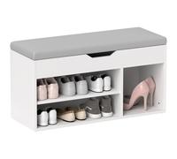 HOMCOM Sit-On Shoe Storage Unit W/ Hidden Compartment Handles - White | TJ Hughes Grey