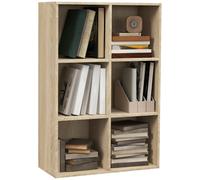 HOMCOM Six-Cube Bookcase - Oak Wood Effect Aosom UK