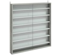 HOMCOM Six Shelf Display Cabinet, with Glass Doors - Graphite Wood Effect