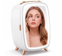 HOMCOM Skincare Refrigerator with LED Mirror, Cooling Function, White
