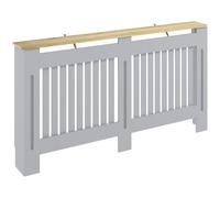 (M) HOMCOM Radiator Cover Painted Slatted MDF Cabinet Lined Grill