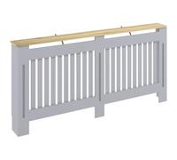 HOMCOM Slatted Radiator Cover Painted Cabinet 172W x 19D x 81H cm Grey | MDF Lined Grill