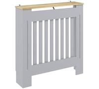 HOMCOM Slatted Radiator Cover Painted Cabinet MDF Lined Grill in Grey, 78L x 19W x 81H cm