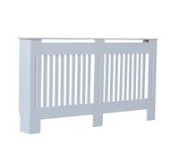 HOMCOM Slatted Radiator Cover Painted Cabinet MDF Lined Grill in White (152L x 19W x 81H cm)