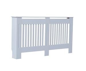 HOMCOM Slatted Radiator Cover Painted Cabinet MDF Lined Grill in White (152L x 19W x 81H cm)