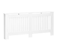 HOMCOM Slatted Radiator Cover Painted Cabinet MDF Lined Grill in White (172L x 19W x 81H cm)