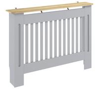 HOMCOM Slatted Radiator Cover, Painted Cabinet with Line Grill Design, 112L × 19W × 81H cm, Grey