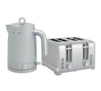 HOMCOM Sleek Textured Kettle and Four-Slice Toaster Set - Grey