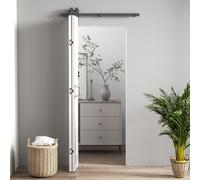HOMCOM Slide Door, 70cm Modern Sliding Door Set Kit with Steel Rail, White