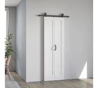 HOMCOM 70cm Modern Sliding Door Set Kit with Carbon Steel Rail, Opaque Home Decoration, DIY Office Style, White