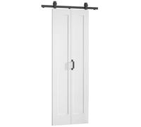 Homcom Slide Door With Steel Rail, Opaque Home Decoration, White White