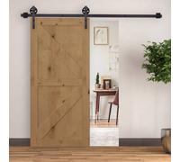 Homcom Sliding Barn Door Hardware Carbon Kit With Gear Roller Hanger Rail In Brown Brown