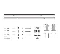 Homcom Sliding Barn Door Hardware Track Kit Smooth Quiet 152Cm Silver Tone Silver