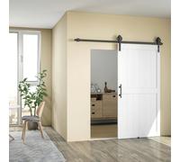 (L) HOMCOM Sliding Barn Door Kit, Sliding Door with Track, White