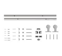 HOMCOM Sliding Door Hardware Kit Heavy Duty 304 Stainless Steel 152 cm Wide Door Silver Tone