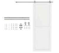 HOMCOM Sliding Door Hardware Kit Heavy Duty 304 Stainless Steel Single Track System, 76 cm Wood Door Only Silver Tone