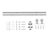 HOMCOM Sliding Door Hardware Kit Heavy Duty 304 Stainless Steel Single Track System, 90 cm Wood Door Only Silver Tone