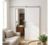 HOMCOM Sliding Door Hardware Kit Heavy Duty 304 Stainless Steel Single Track System, 76 cm Wide Door Silver Tone
