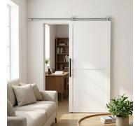 Homcom Sliding Door Hardware Kit Smooth Quiet 6.6Ft/200Cm Sliver Tone