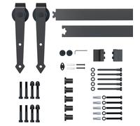 Homcom 6Ft Sliding Barn Wood Door Kits Carbon Steel Hardware Closet Set In Brown Brown