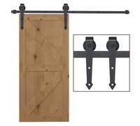 HOMCOM Sliding Door Kit for Single Barn Door Antique 6.6FT/200cm Black | Sliding Barn Door Hardware Kit, J Shape Hanger