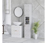 HOMCOM Slim Bathroom Storage Unit, Bathroom Cabinet with Doors, White, White