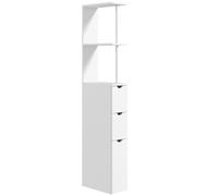HOMCOM Slim Bathroom Cabinet, Tall Bathroom Storage Cabinet with 2-Tier Shelf and Drawers, Narrow Bathroom Cupboard, White