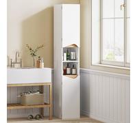 HOMCOM Slim Bathroom Storage Cabinet, Tall Bathroom Cabinet with 2 Doors in White HOMCOM White