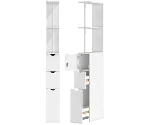 HOMCOM Slim Bathroom Storage Cabinet with Drawers, Tall Bathroom Cupboard with 2-Tier Shelf, White