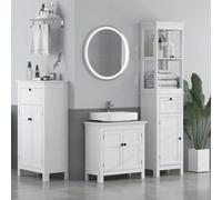 HOMCOM Slim Bathroom Storage Cabinet with Open Shelves & Drawer, White HOMCOM White