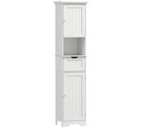 HOMCOM Slim Bathroom Storage Cabinet with Sensor Lights, Space-Saving and Modern Design, White Aosom UK