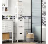 Homcom Slim Bathroom Storage Unit With 3 Drawers And 2 Open Shelves, White