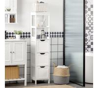 HOMCOM Slim Bathroom Storage unit with 3 Drawers and 2 Open Shelves, White