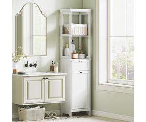 HOMCOM Slim Bathroom Storage Unit with Tilt-Out Laundry Cabinet Drawer White