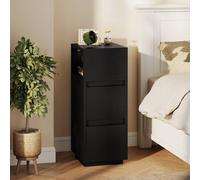 Homcom Slim Bedside Table, Bedside Cabinet With Open Shelf And 2 Drawers In Black Black 30cm