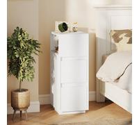 Homcom Slim Bedside Table, Bedside Cabinet With Open Shelf And 2 Drawers In White White 30cm