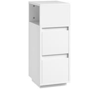 HOMCOM Slim Bedside Table, Narrow Bedside Cabinet with Open Shelf and 2 Drawers for Bedroom, Living Room, White