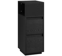 HOMCOM Slim Bedside Table, Narrow Bedside Cabinet with Open Shelf and 2 Drawers for Bedroom, Living Room, Black