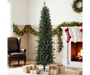 Homcom Slim Gracious Pine Xmas Tree With 904 Branch Tips, Green