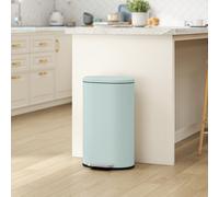 HOMCOM Slim Rectangular Pedal Bin with Soft-Close Lid, 30L Kitchen Bin Green