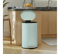 Homcom Slim Rectangular Pedal Bin With Soft-Close Lid, 30L Kitchen Bin In Aqua Aqua 30L