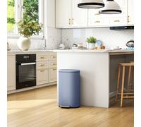 HOMCOM 30L Kitchen Bin 90° Stay-Open Lid Slim Rectangular Pedal Bin Grey
