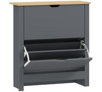 HOMCOM Slim Shoe Cabinet, Narrow Shoe Cupboard with 2 Flip Drawers, Adjustable Shelves for 12 Pairs of Shoes, Charcoal Grey