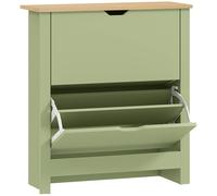 HOMCOM Slim Shoe Cabinet, Narrow Shoe Cupboard with 2 Flip Drawers, Adjustable Shelves for 12 Pairs of Shoes, Green